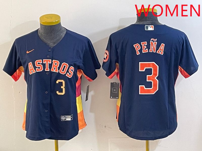 Women Houston Astros #3 Pena Blue City Edition 2025 Nike MLB Jersey style 4->women mlb jersey->Women Jersey